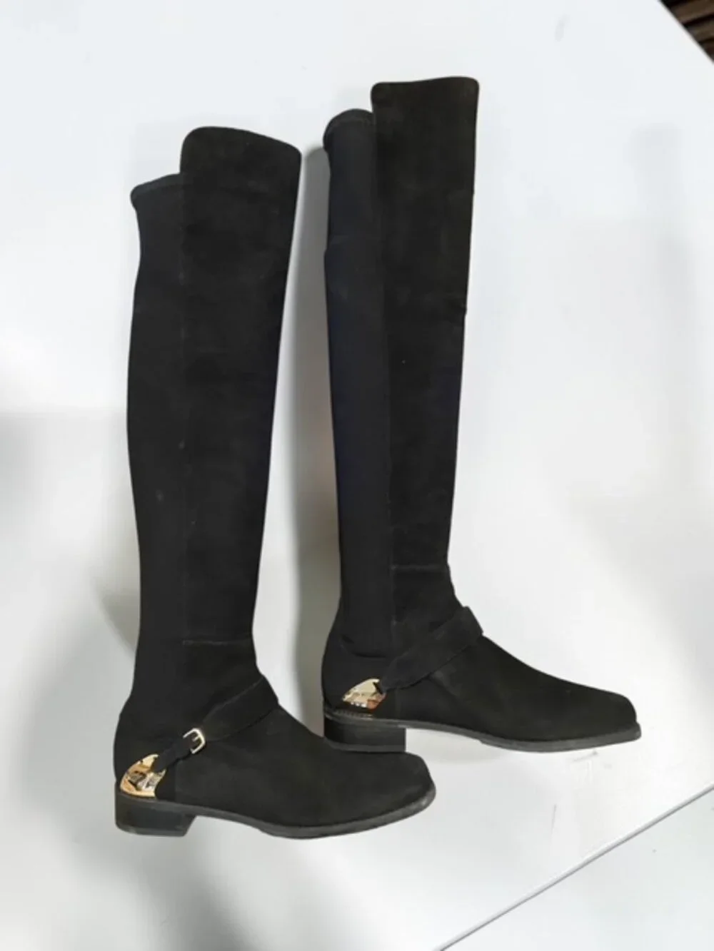 Stuart Weitzman Siella Black Suede Over the Knee OTK Boots Size 8 WITH BOX